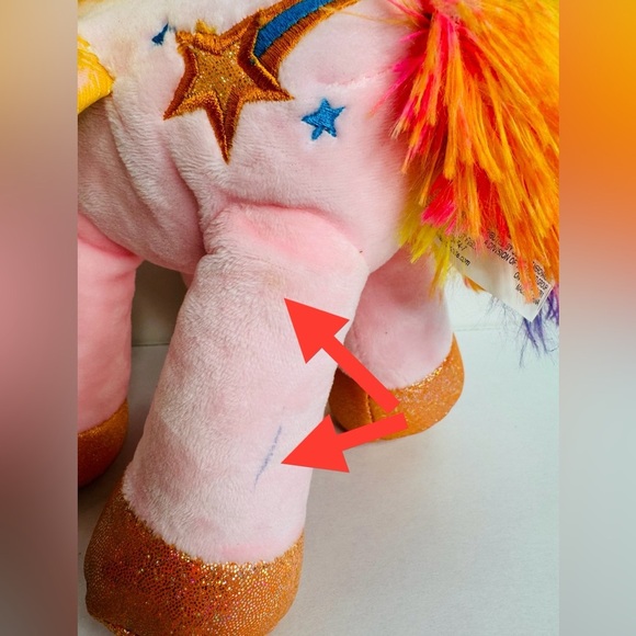 Unicorn Alicorn Pink Yellow Shiny Wings Plush Stuffed Animal 14" Glitter‎ - Picture 14 of 14
